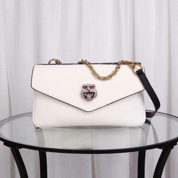 

new arrival outstanding designer double-sided design roaring cat lady shoulderbag women diamond leather messenger bag chain strap