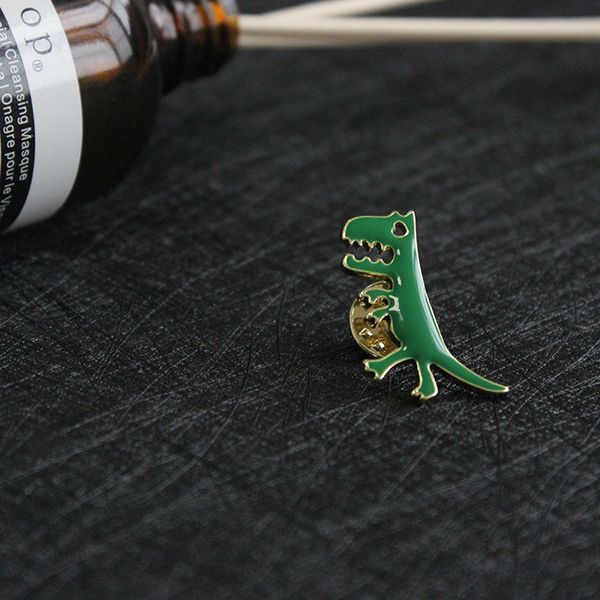 

green simple minimalist cute sister drop oil dinosaur child female brooch wholesale corsage badge coat bag jewelry, Gray