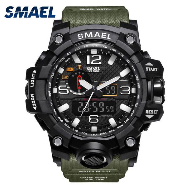 

2018 smael sport watches for men waterproof digital watch led men's wristwatch clock man 1545 montre homme big outdoor, Slivery;brown
