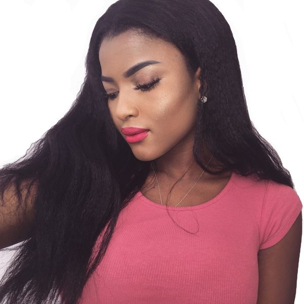 

aliblisswig 360 lace frontal wig kinky straight human hair wigs italian yaki brazilian remy 150 density lightly bleached knots, Black