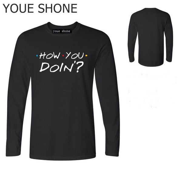 

summer t-shirt homme o-neck short tees how you doin friends tv show dark graphic t shirts for men long sleeve, White;black