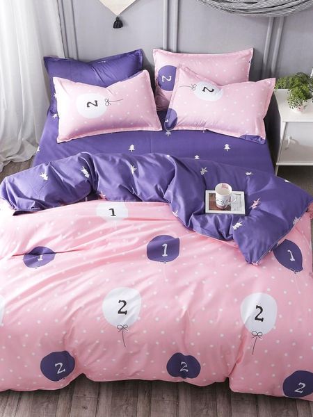

3/4pcs bedclothes set modern double sided comfortable bedsheet set