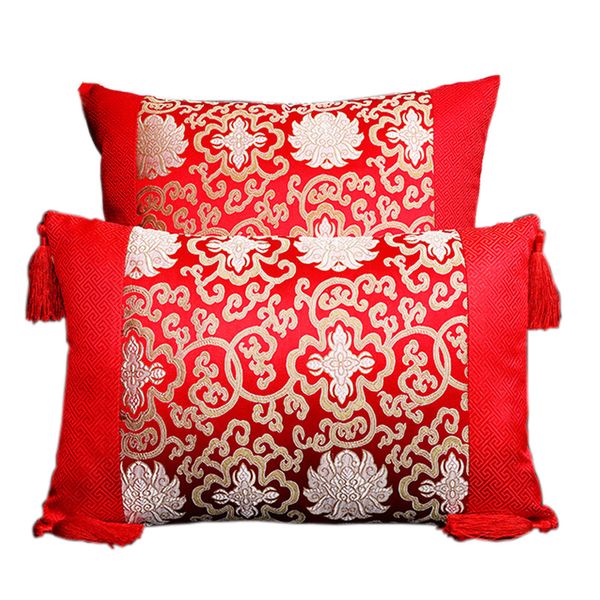 

classic patchwork sofa chair cushion pillow decorative home office lumbar pillow chinese style silk satin pillowcase