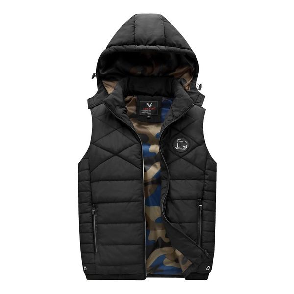 

2018 new fashion autumn winter sleeveless jacket for men warm hooded male work vests casual brand waistcoat size -3xl, Black;white