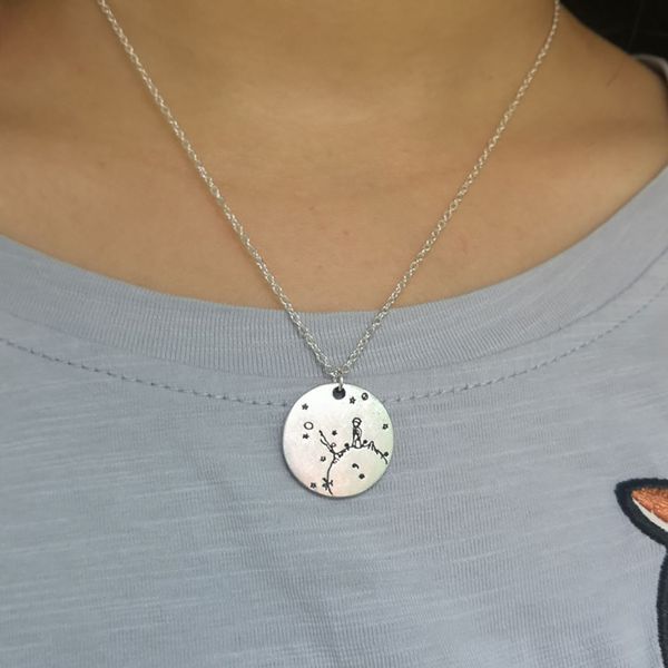 

1pcs new arrival round the little prince necklace planet pendant le petit prince sanlan, Silver