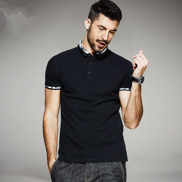 

Summer Mens Polo Shirts Patchwork Black Color Brand Clothing For Man 'S Wear Short Sleeve Clothes Male Slim Tops