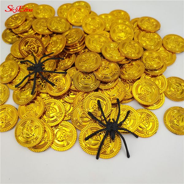 

50pcs pirates gold coins plastic game coin for kid party supplies treasure coins christmas decoration 2018 new 5z-hh262