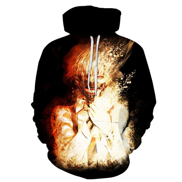 

new anime 3d printed tokyo ghoul kaneki ken sweatshirts men/women fashion novelty hoodie men autumn hoodies streetwear clothes, Black