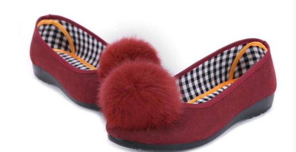 

send cloth shoes spring and autumn hair ball single shoes women flat bottom, Black