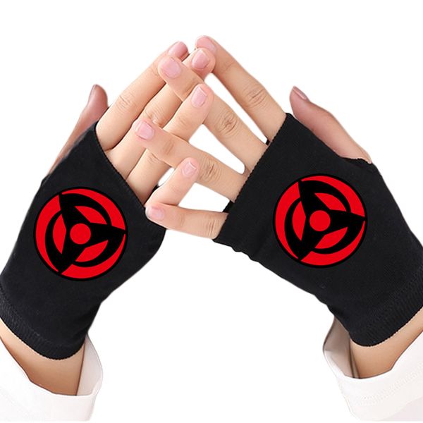 

fashion women knitted gloves anime naruto uchiha sasuke kakashi sharingan fingerless cotton glove cosplay mittens christmas gift, Blue;gray