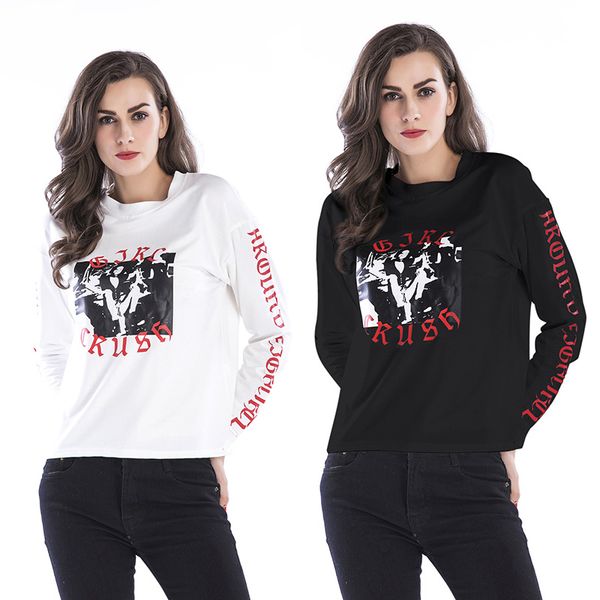 

bofute new women's clothing o-neck long sleeve printing coats sweatshirt b5570, Black