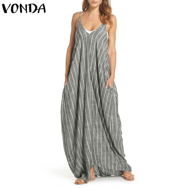 

plus size striped maxi long dress 2018 summer women v neck backless strapless casual loose beach vestidos baggy sundress, Black;gray