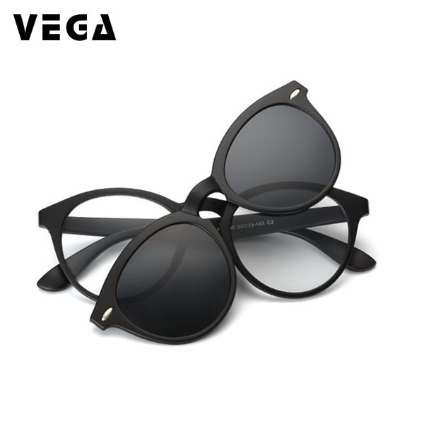 VEGA Polarisierte Clip-on-Sonnenbrille für Brillengestelle, Brillen mit Clip-on-Sonnenbrille, magnetische Brille für Männer und Frauen, 956