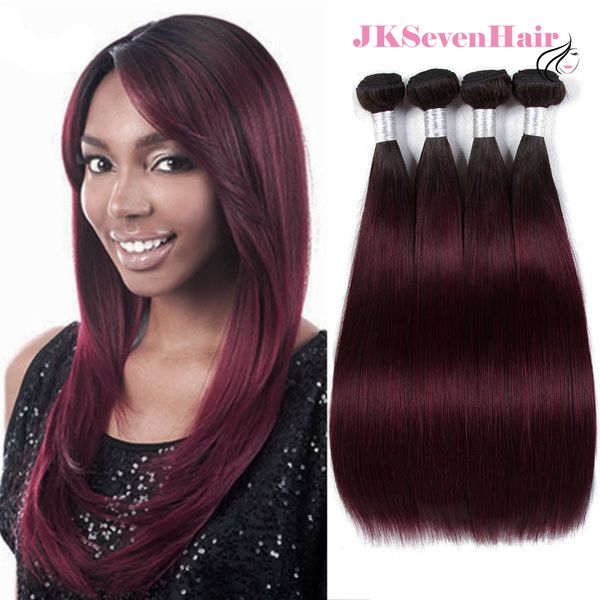 Two Tone Ombre Burgundy Brazilian Virgin Hair Extensions 4 Bundles