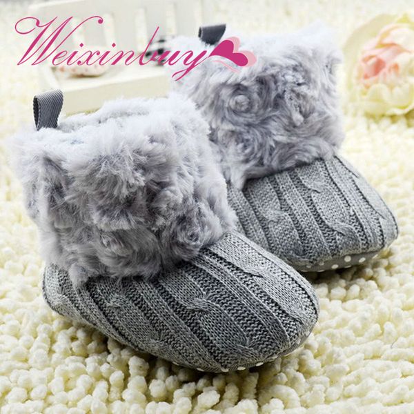 

weixinbuy toddler girl boy warm prewalker boots crochet knit fleece boot wool snow crib shoes winter booties 0-18m