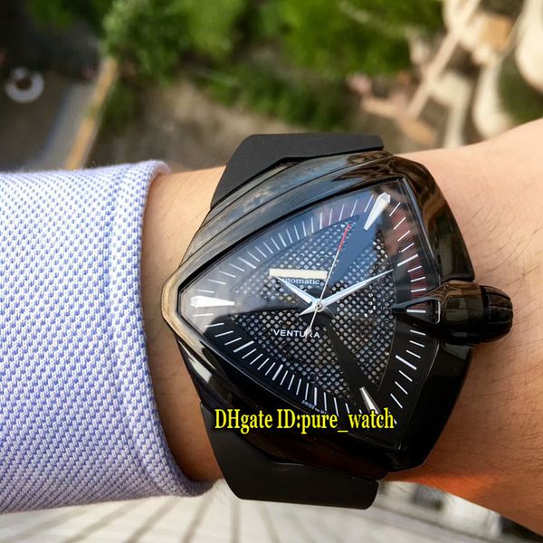 

ventura h24615331 xxl auto adventure and concept design triangle black dial a2824 automatic mens watch pvd black case rubber watches, Slivery;brown