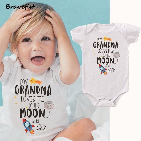 

kids bodysuits 0-24months infant outfits grandma loves me to the moon and back letters print summer children jumpsuits, Blue