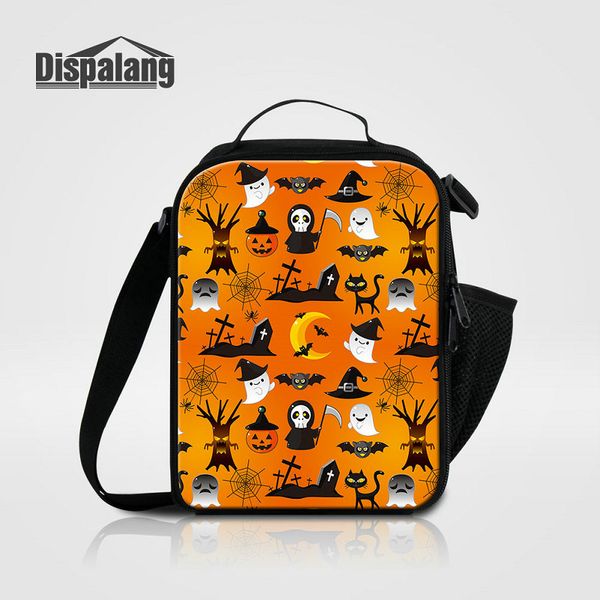 

new portable thermal insulated lunch bags with water pocket skull design food picnic lunch cooler bag women cartoon lunch box for children