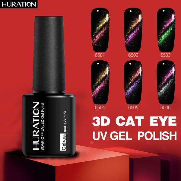 

huration magnet metal 3d red cat eyes 8ml uv permanent glitter gel varnish long lasting soak off uv led gel nail polish lacquer, Red;pink