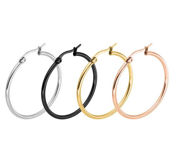 

whole salepunk fashion large big hoop earrings for women men gold silver black rose gold stainless steel earring jewelry gifts 10pair/lot, Golden;silver
