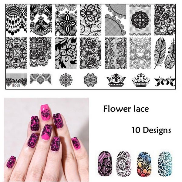 Satin Al 10 Stilleri Yeni Damgalama Nail Art Sablonlari Moda