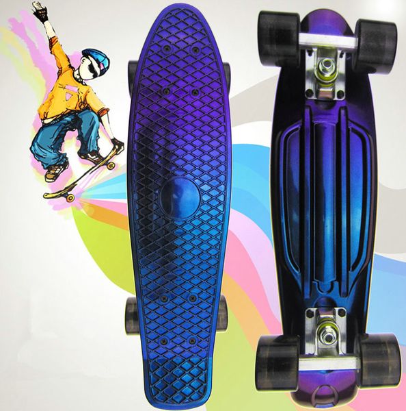 

ретро крейсер скейтборд дети longboard скейтборд мини печатных пластиковые один рокер ролик крейсер скутер рождественский подарок