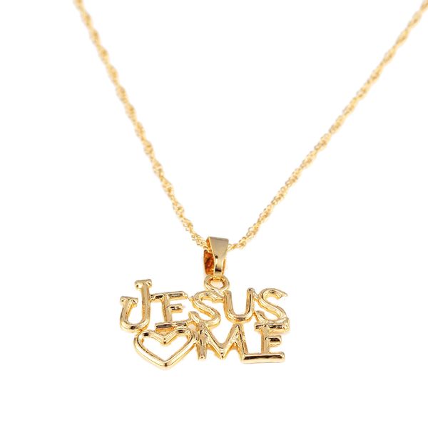 Jesus me ama pingente colares grande deus jóias Cristo Salvador entregador de ouro chapeado
