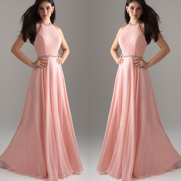 vestito rosa lungo elegante