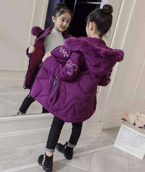 

winter coat for girl winter parkas jackets for girls kids fashion printed girls coats thick warm children jackets, Blue;gray