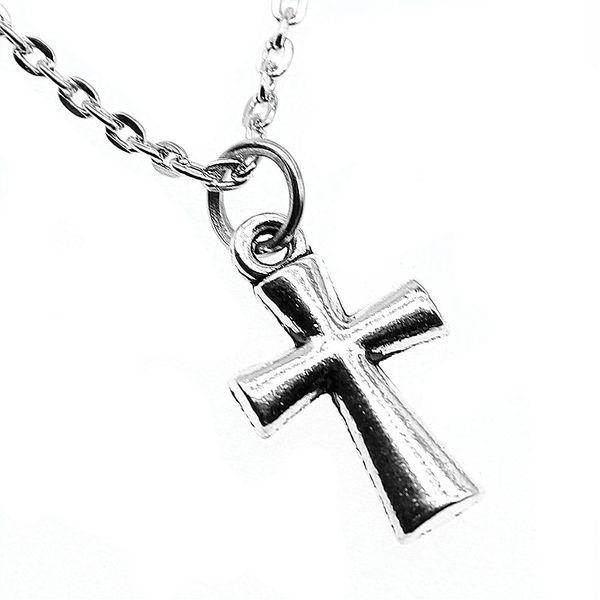 

wysiwyg 5 pieces metal chain necklaces pendants hand made necklace men cross 19x11mm n2-b13661, Silver