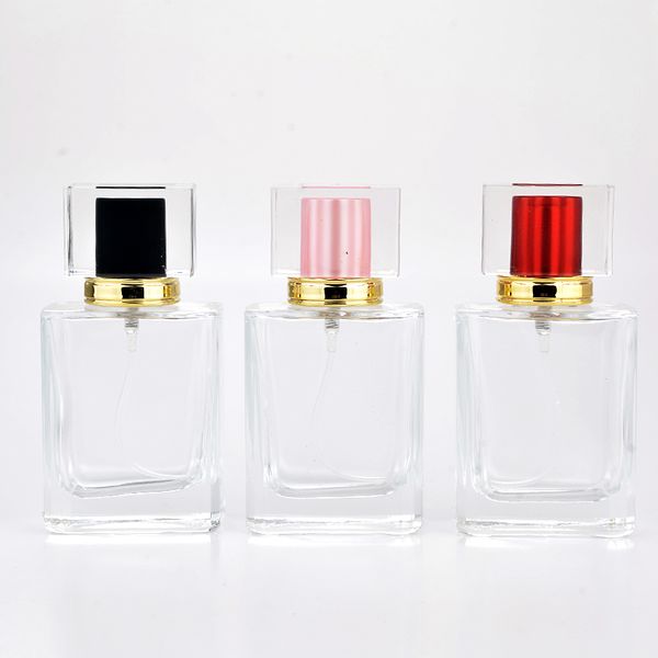 

new style 50ml portable glass refillable perfume bottle with aluminum atomizer empty cosmetic parfum case