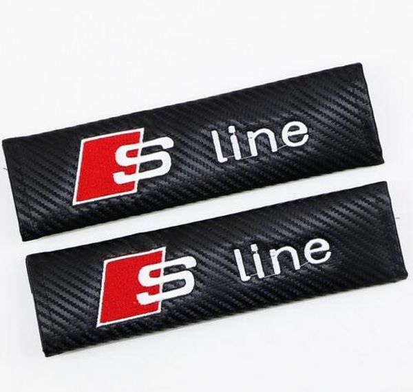 Adesivo de carro S line RS Development Car Safety Seat Belt Cover Soft Carbon Fiber Grain PU Strap Cover for audi Car Styling