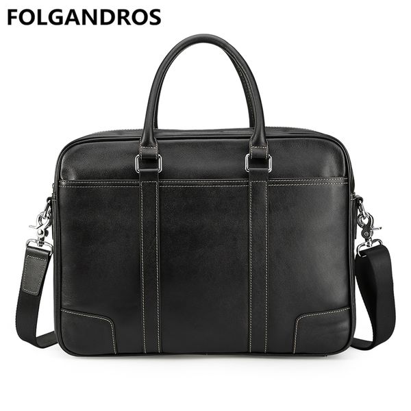 

men's genuine leather 14" lapbriefcase brand business shoulder bag tote work handle briefcase computer satchel work bag