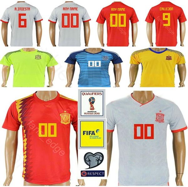

2018 World Cup Spain Soccer Jerseys 17 IAGO ASPAS JORDI ALBA RODRIGO 20 ASENSIO SILVA 22 ISCO REINA Men Women Kids Football Shirt