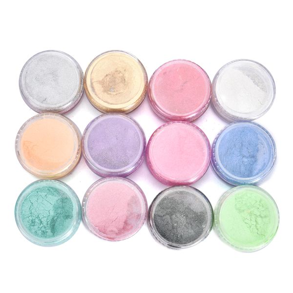 

12 color/set nail glitter polish nail art powder pigment pearl powder eye makeup pigment for nails diy decoration tips, Silver;gold