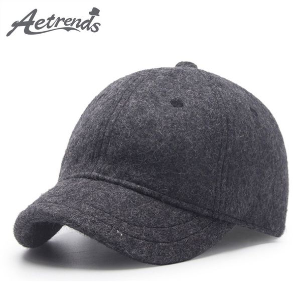 

aetrends]winter baseball caps for men short visor black wool cap men 2018 dad hat baseball cap russia hat bone masculino z-6586, Blue;gray