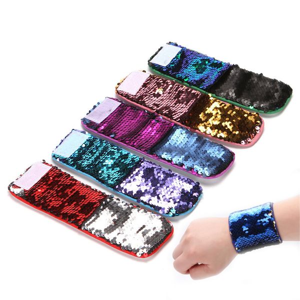 

mermaid sequin bracelet wristband cuff sequins bracelets women charm jewelry girl wedding favors mermaid bracelet wristband bangle, Red;brown