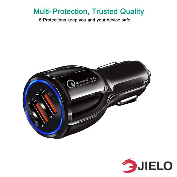 

car charger quick charge 3.0 for mobile phone dual usb car charger qualcomm qc 3.0 fast charging mini with package