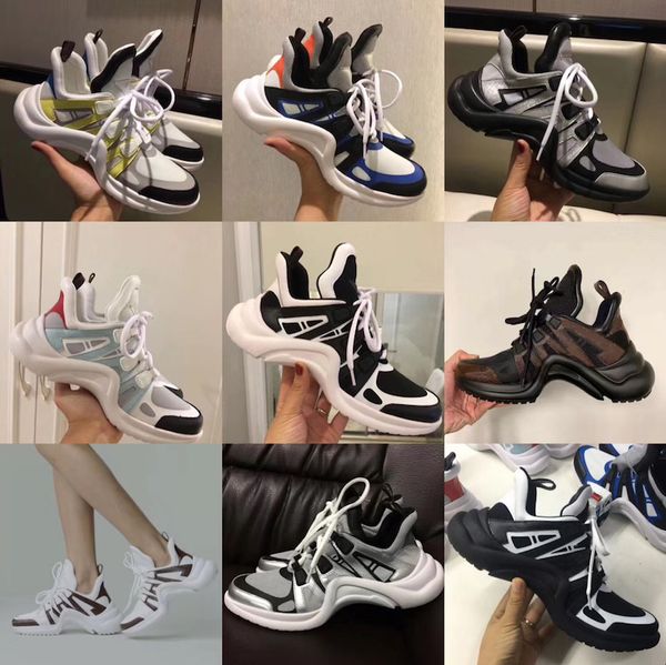 

2018 new luxury women's archlight sneaker men genuine leather trainers tpu outsole casual shoes runner shoes 7 colors