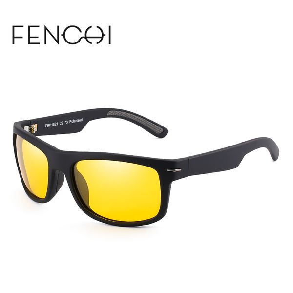 

fenchi polarized men new fashion square sunglasses non-slip arm driving glasses uv400 night vision lens 4 colors, White;black