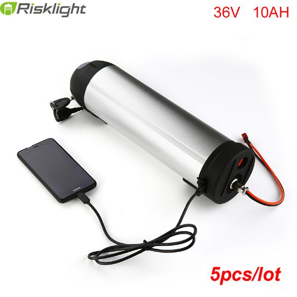 5 pz/lotto Nuova Bottiglia di Arrivo 36 V 10Ah Bici Elettrica Li Ion Alimentato A Batteria 250 W 350 W 550 W Mini Bici Elettrica + Caricatore Porta USB