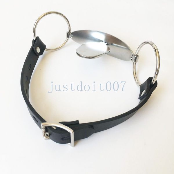 Bondage Edelstahl Zunge Cangue Fesseln Open Mouth Gag Plug Stuffer Slave neu #E94