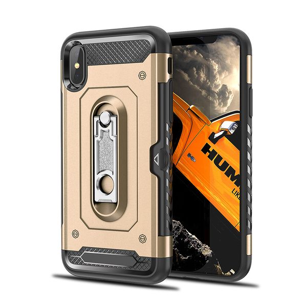 

for iphone 11 pro max x xs xs max xr 10 ten 8 plus 7 plus 6s 5s se pc tpu hybrid armor kickstand cell phone case with card holder gold