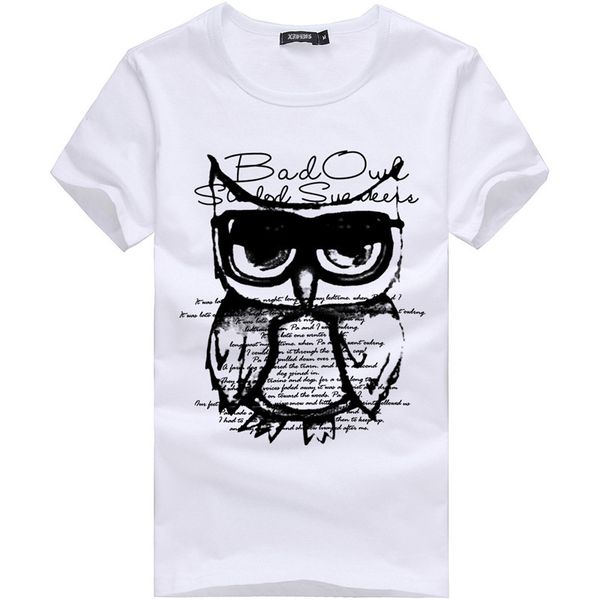

mens summer t-shirts big size owl printed designer t shirts short sleeve slim fashion & tees 2018 male clothing xxxl dh095, White;black