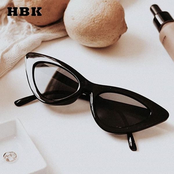 

hbk small cat eye modis sunglasses oculos gothic retro women men brand designer 2019 sun glasses shades festival gift uv400, White;black