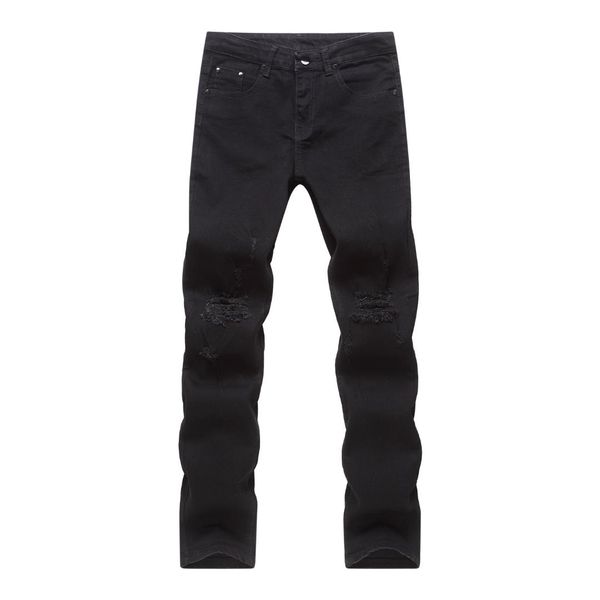 

man cowboys demin pants male hip-hop jean 2018 ripped holes jeans men patchwork outwear fashion trousers beggar cropped pants, Blue