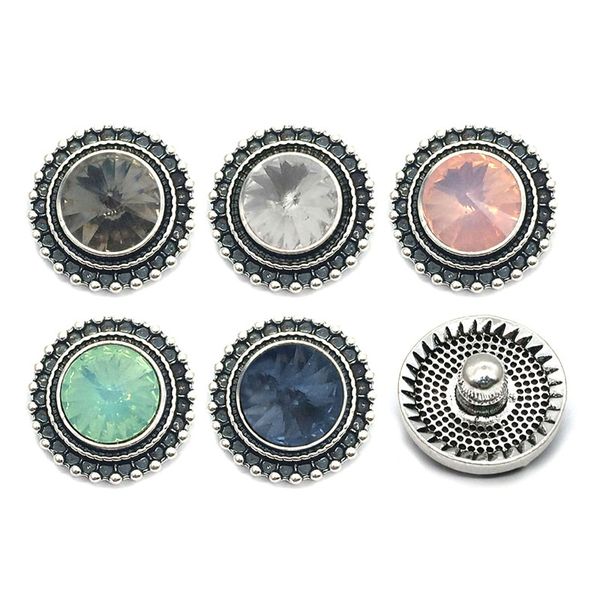 

high qualit round w151 18mm 20mm rhinestone metal button for snap button bracelet necklace jewelry for women silver jewelry