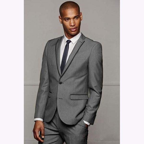 

classic design grey 2 piece suit men wedding tuxdos notch lapel two button groom tuxedos men business dinner prom blazer(jacket+pants+tie)70, Black;gray