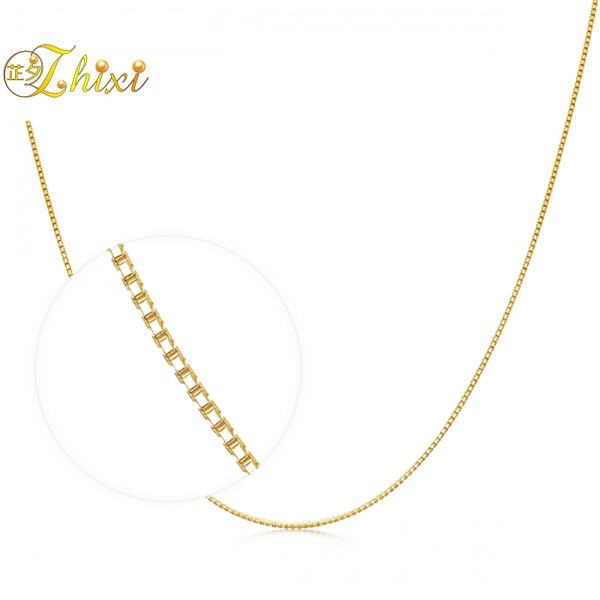 

zhixi 18k yellow gold jewelry real au750 necklace pendant fine jewelry wedding party gift for women 18 inches box chain zxx314, Silver
