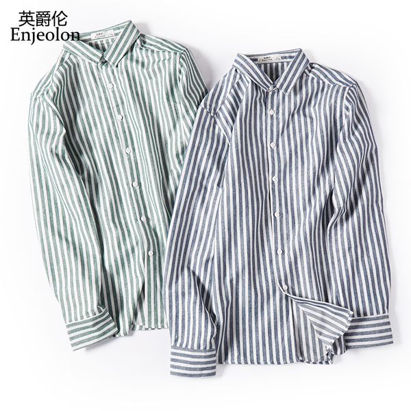 

enjeolon brand new fall striped shirt men casual shirts man blouse cotton long sleeve shirts men 3xl clothes cxcy2372, White;black